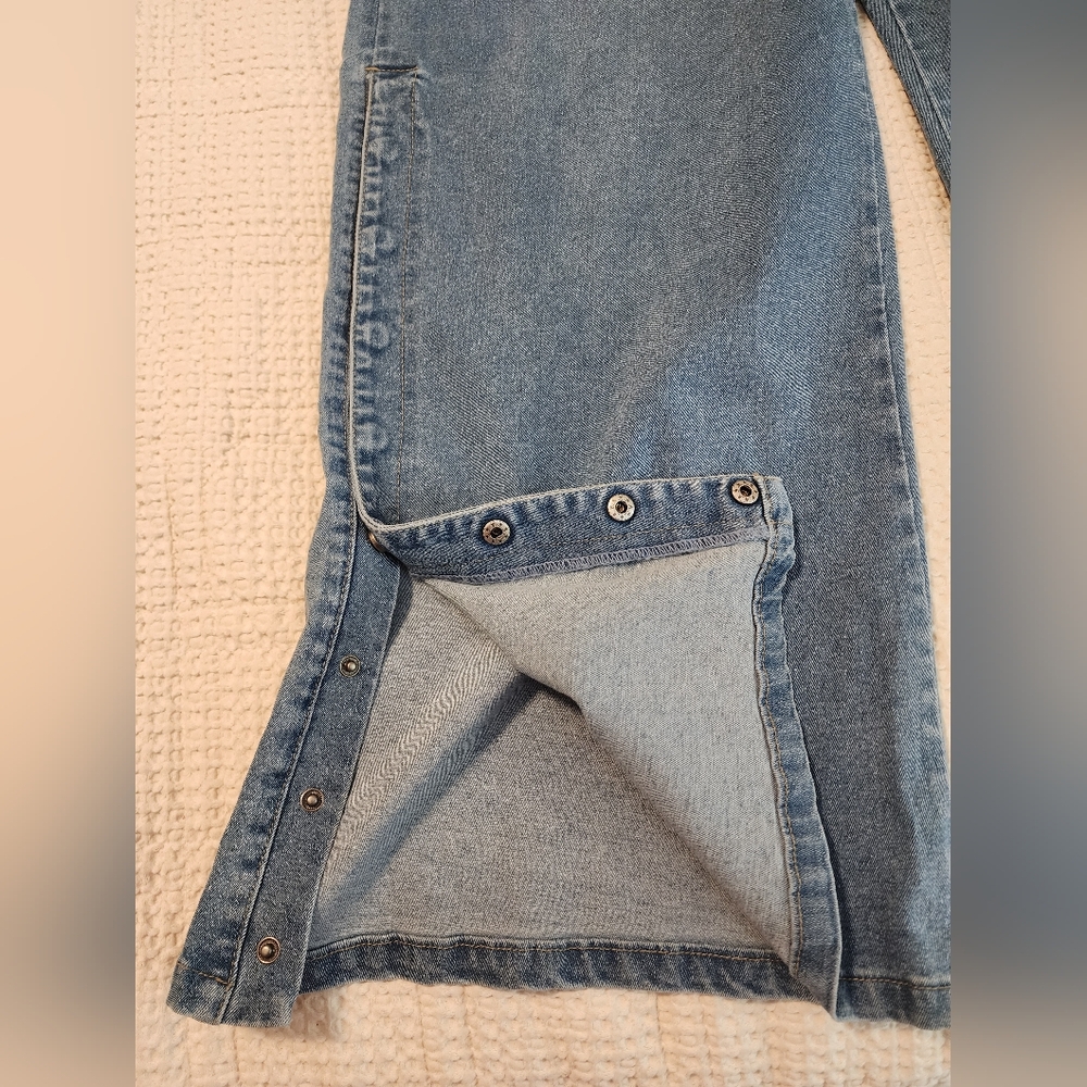 NY&Co Classic Blue Wide-Leg Women Jeans Snapaway Slit Size 18 Boho Grunge NWT - Picture 2 of 11